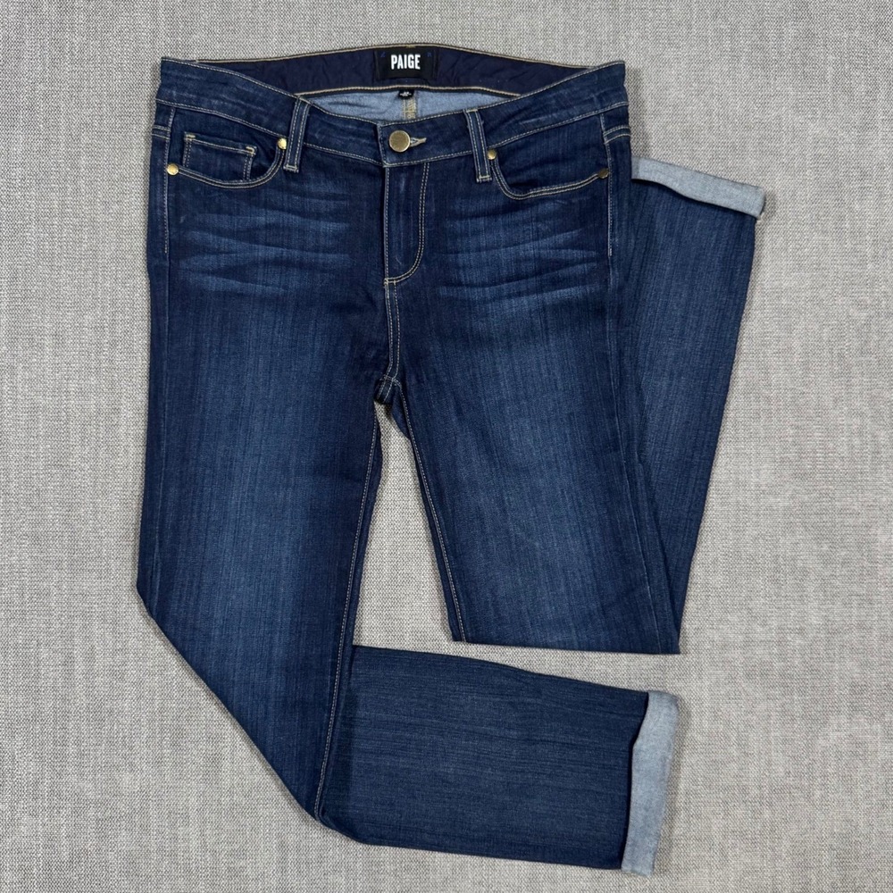 Paige Skyline Crop Jeans Womens 29 Dark Wash Skinny Mid‎ Rise Premium Denim